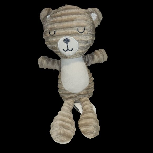 Chickpea Baby Bear Plush 11” Ribbed Tan Beige White Sleeping Stuffed Teddy - Picture 1 of 5